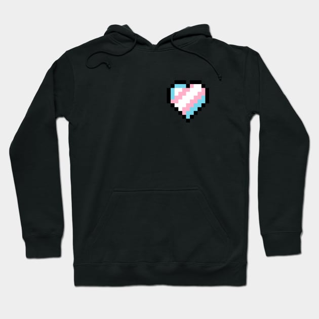 Transgender Pride Pixel Heart Hoodie by mockingjaeart